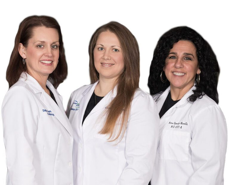 Gateway ENT team of 3 female audiologists standing side by side.